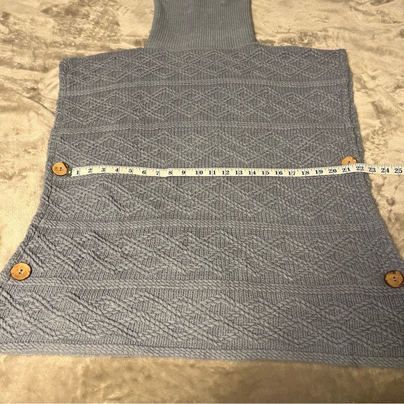 Vintage Powder Blue Poncho Style Sweater, One Size - Picture 12 of 13